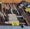 LOT: 24-ASSORTED KITCHEN UTENSILS: 16-KNIVES, 5-MEAT CLEAVERS, MEAT TENDERIZER, 2-KNIFE SHARPENERS