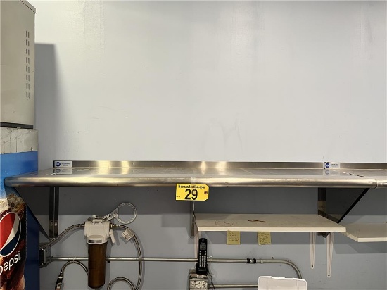 60"X18" STAINLESS STEEL SHELF WITH 2" BACK SPLASH
