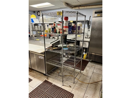 HDX 5-SHELF STAINLESS STEEL CORNER WIRE KITCHEN RACK, 33"X33"X72"H