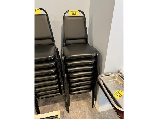 $BID PRICE X 8 - (8) METAL FRAME BLACK PADDED STACK CHAIRS