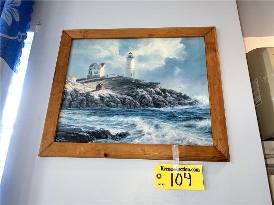 FRAMED COVETTE LIGHTHOUSE PAINTING