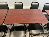 $BID PRICE X 5 - (5) WOOD GRAIN LAMINATE TOP SINGLE PEDESTAL TABLES, 42