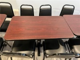 $BID PRICE X 5 - (5) WOOD GRAIN LAMINATE TOP SINGLE PEDESTAL TABLES, 42