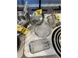 LOT: 6-ASSORTED COOKING UTENSILS: 2-POT STRAINERS, 3-WOK PANS, 1-CHINA CAP