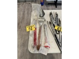 LOT: 4-ASSORTED KITCHEN UTENSILS: TONGS, GRILL BRUSH, DEEP FRYER SPATULA, SCOOP