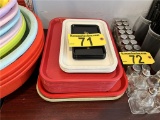 LOT: 25-ASSORTED SIZE CAFETERIA TRAYS, 10-CONDIMENT TRAYS, 7-TIP TRAYS