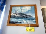 FRAMED COVETTE LIGHTHOUSE PAINTING