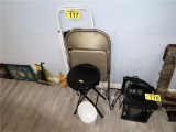 LOT: 3' STEP STOOL, FOLDING CHAIR & STOOL, 3-SMALL WASTE CANS
