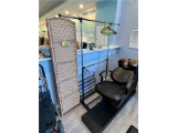 LOT: PRIVACY SCREEN, CLOTHING RACK, 2-WALL MOUNT DISPLAY RACKS