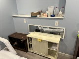LOT OF ASSORTED CLEANING SUPPLIES, HYGIENE SUPPLIES, STORAGE CABINETS & MIRROR