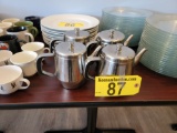 LOT: 4-STAINLESS STEEL TEA POTS