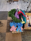 LOT: ASSORTED HOLIDAY DECORATIONS, WALL RACKS, CLIPBOARDS