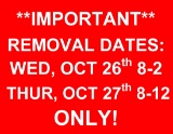 IMPORTANT REMOVAL DATES