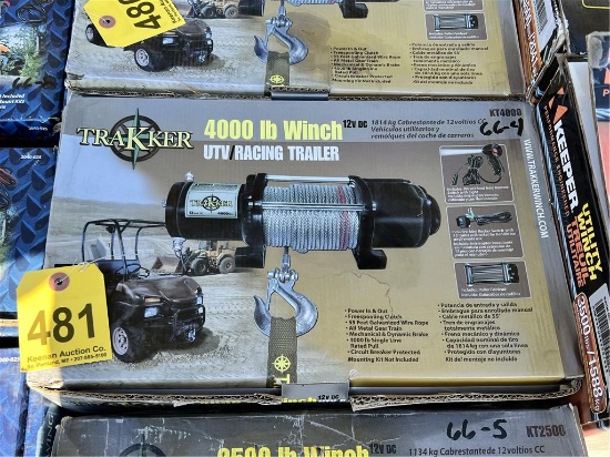 NEW TRAKKER 4000LB UTV/RACING TRAILER WINCH