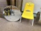 LOT: CHILD'S CHAIR & ROUND MIRROR COCKTAIL TABLETOP