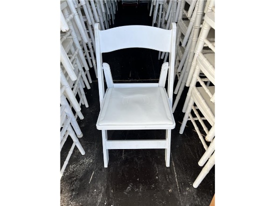 (225) WHITE PADDED FOLDING CHAIRS