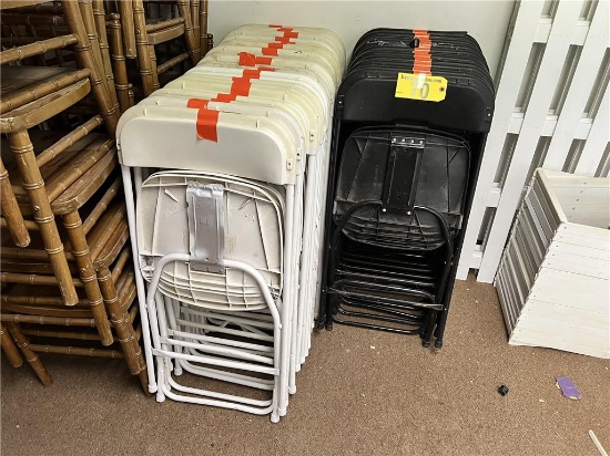 LOT: 36-PLASTIC FOLDING PARTS CHAIRS, BLACK & WHITE