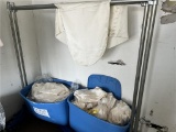 LOT: (170+/-) POLYESTER IVORY CHAIR COVERS IN 2-TUBS