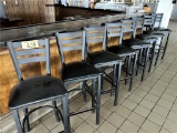 FLR 1: $BID PRICE X QUANTITY: (8) CLASSIC SEATING BLACK PADDED LADDER BACK BAR STOOLS