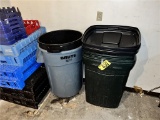 FLR 1: LOT OF 2-WASTE BINS & ASSORTED DRINK CRATES
