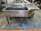 FLR 1: 5' S/S 3-BAY SINK W/ DRAIN BOARD, 14