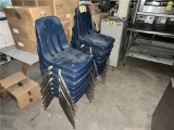 FLR 1: $BID PRICE X QUANTITY: (15) VIRCO MARTEST CHROME & NAVY MOLDED PLASTIC STACK CHAIRS