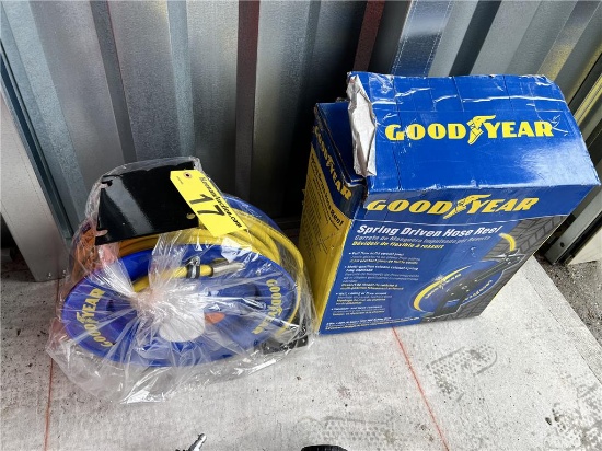 NEW GOODYEAR SPRING DRIVEN HOSE REEL & AIR HOSE