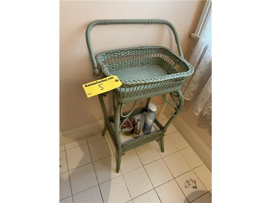 PAINTED WICKER BASKET STAND