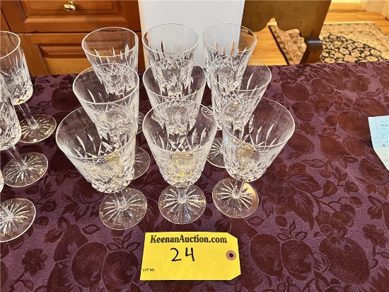 TIMES THE MONEY: (9) WATERFORD CRYSTAL LISMORE WATER GOBLETS, 7"H