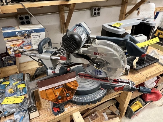 BOSCH MODEL 4310 10" DUAL-BEVEL SLIDING COMPOUND MITER SAW WITH ROCKLER COMPOUND MITER JIG