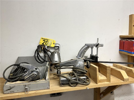 TOOL LOT: SIGNAL JUNIOR .25" DRILL, CRAFTSMAN SANDER, ROCKWELL BLOCK PLANE, SAW GUIDE