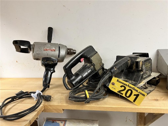 LOT: CRAFTSMAN 1.25HP 4" X 21" BELT SANDER, PORTER CABLE JIG SAW, SEARS .5" ELECTRIC DRILL