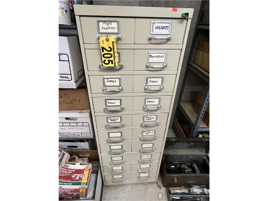 10-DRAWER CARD FILE CABINET & CONTENTS, 19"W X 29"D X 53"H