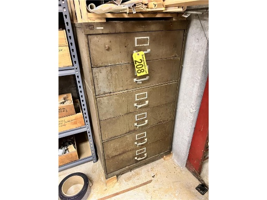 SHAW WALKER 6-DRAWER METAL CABINET & CONTENTS, 25"W X 30"D X 44"H - LOCATED IN BASEMENT