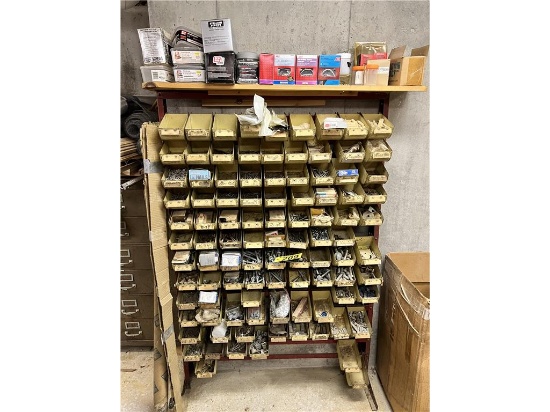 100-BIN STORAGE RACK & CONTENTS: 62" BRASS ROD
