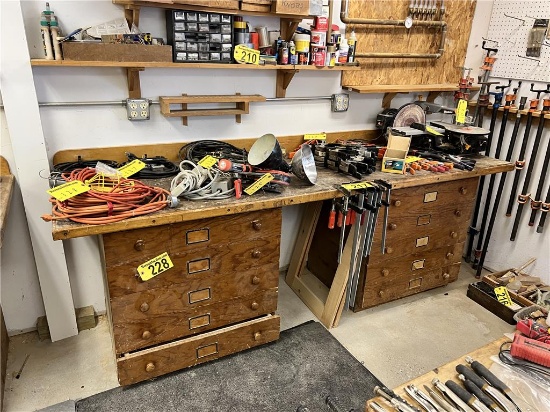 DOUBLE PEDESTAL 10-DRAWER WORK BENCH, 96"W X 28"D
