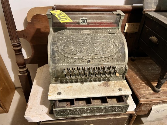 1913 NCR NATIONAL CASH REGISTER, NO. 332 BRASS CASH REGISTER, MARBLE SHELF, WITH KEY, S/N: 1250918
