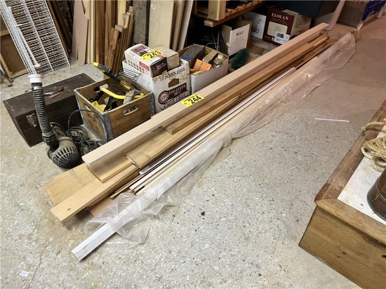 LOT OF ASSORTED LUMBER, CLOSET SHELF