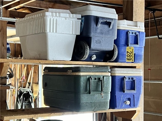 TIMES THE MONEY: (4) IGLOO COOLERS WITH STYROFOAM COOLER
