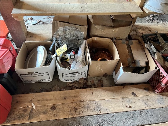 LOT OF ASSORTED HOUSEHOLD ITEMS IN 4-BOXES