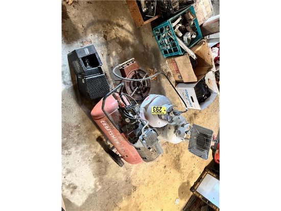 LOT: POT STOVE, 2-LP TANKS, SEARS COMPRESSOR - NEEDS REPAIR