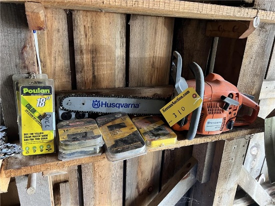 HUSQVARNA MODEL 435X CHAINSAW WITH CHAINS, BAR OIL