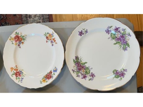 LOT OF 2-FLORAL, GOLD RIM PLATES: 1-ROYAL PRINCE, FONDEVILLE ENGLAND, 1-TUSCAN CHINA