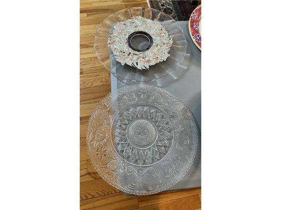 LOT: 2-GLASS PLATTERS, 13"