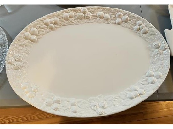 LOT: (2) 21" CERAMIC FLORAL PLATTERS WITH MATCHING SERVING BOWL