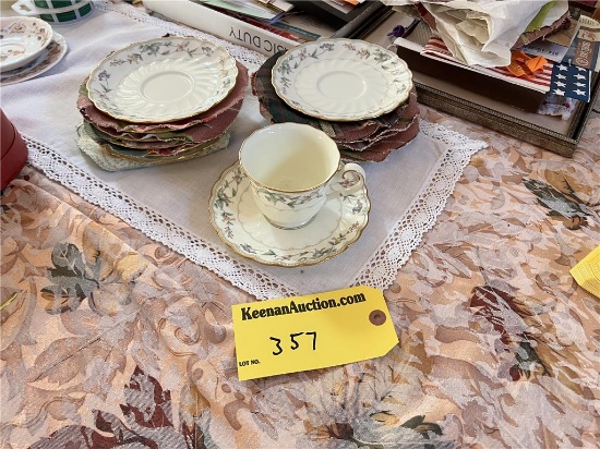 LOT: 24-PC NORITAKE BROOKHOLLOW BONE CHINA TEA CUP SET