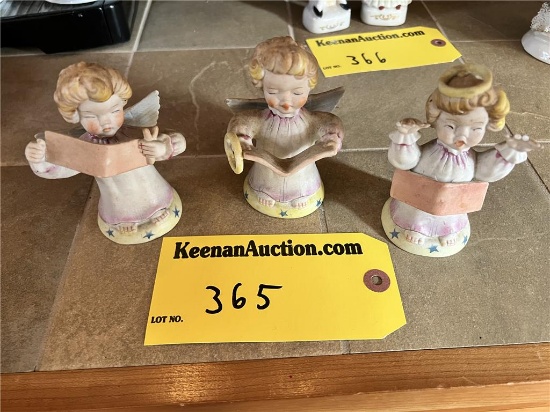SET OF 3-PORCELAIN ANGEL STATUES, TS JAPAN