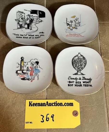 SET OF 4-ADULT CARTOON NOVELTY PLATES