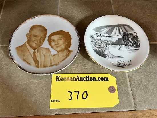 TIMES THE MONEY: (2) 6" PLATES: PRESIDENT & MRS. DWIGHT D. EISENHOWER, CLIFTON SUSPENDED BRIDGE