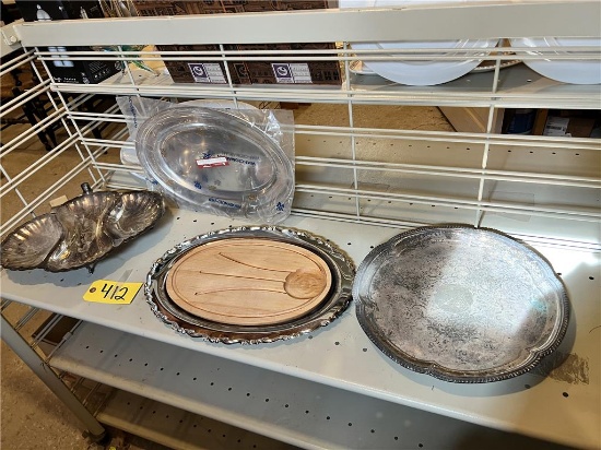 LOT OF ASSORTED PLATTERS, SILVER-PLATED, FOOTED